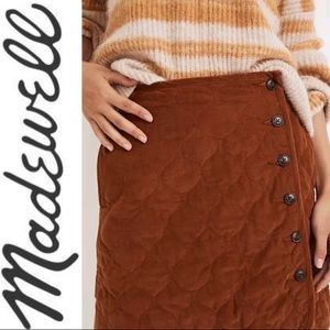 MADEWELL Quilted Corduroy Button Down Skirt Warm Coffee